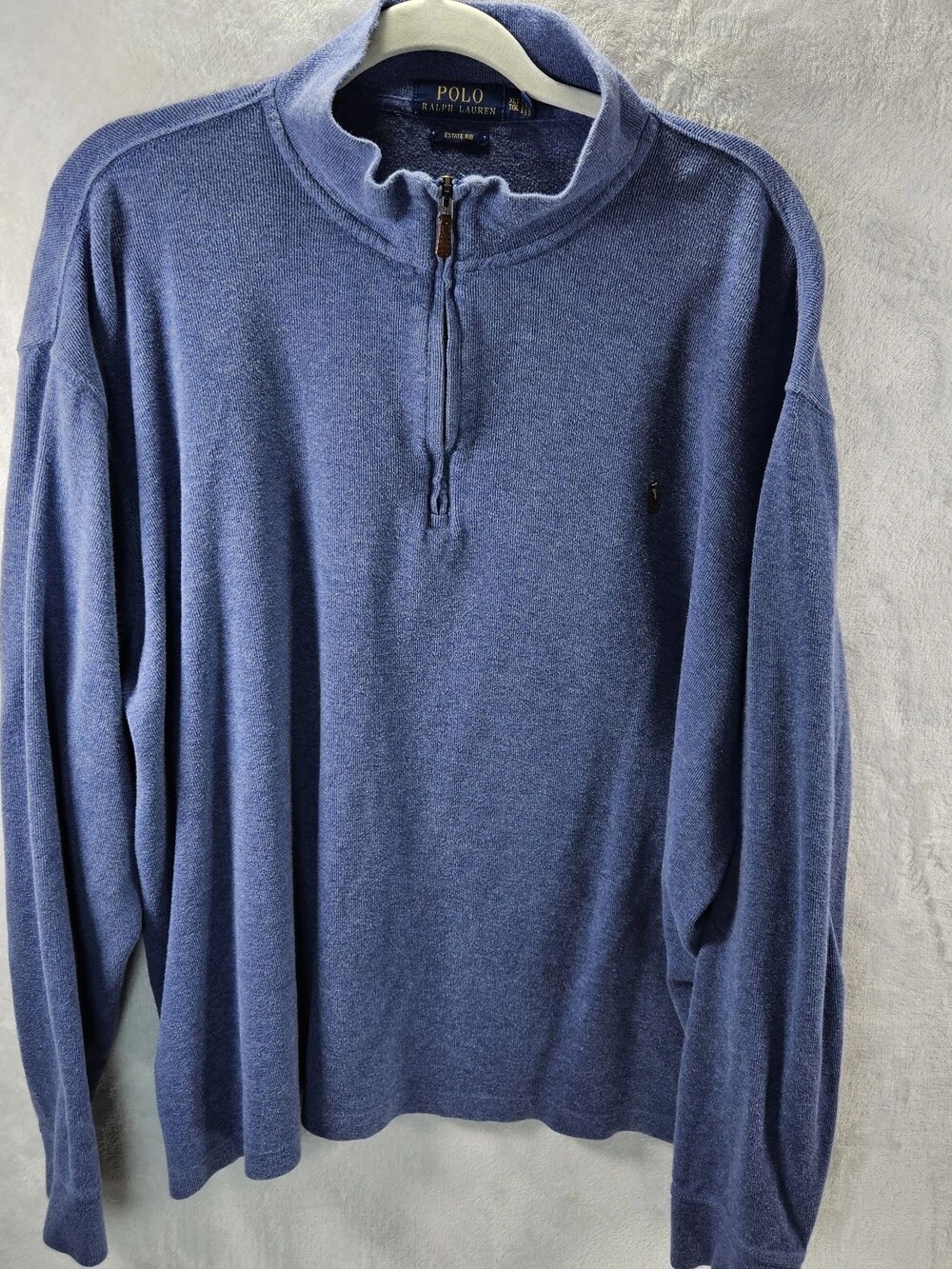 Polo Ralph Lauren Estate Rib 1/4 Zip Pullover Blue Men's Size X-Large Tall